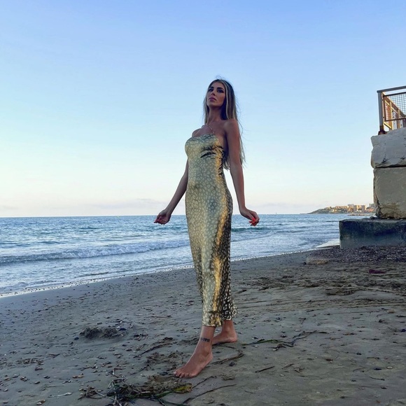 NWT ZARA Satin Lingerie Dress Gold M Blogger’s Fav - Picture 2 of 9